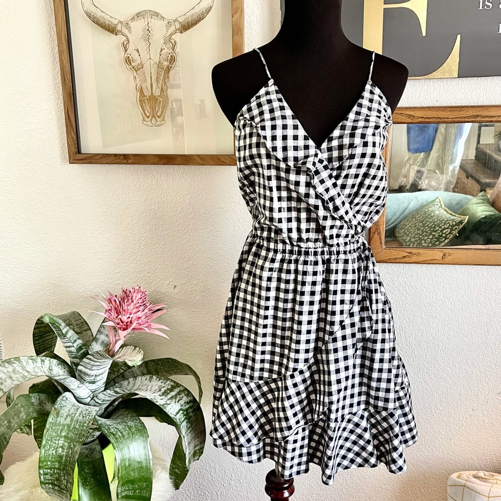 Express black and white check summer dress